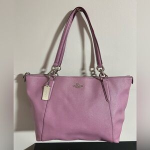 COACH Ava Tote Crossgrain Leather Handbag - Purple/Glitter EUC